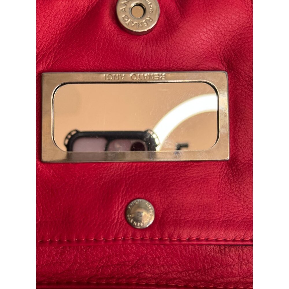 Renato Angi Portofino Italian Leather Crossbody Bag Red Scenic Print - Picture 4 of 7